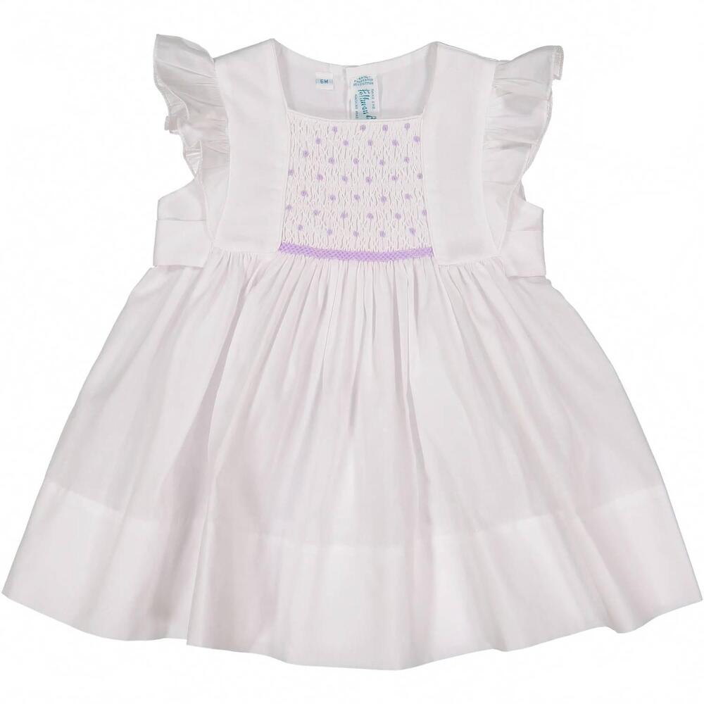 NEW FELTMAN BROTHERS girl's smocked flutter dress in white